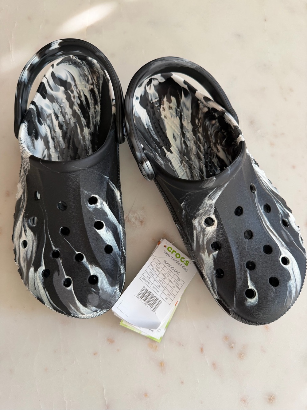 CROCS Kids Marble-Pattern Clog in Black and White